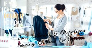 Tailor repairing clothing at Joe’s Organic Dry Cleaners in Westbury NY