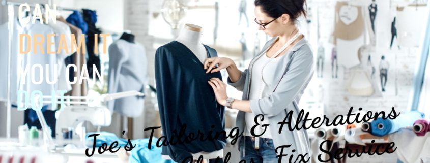 Tailor at Joe’s Organic Dry Cleaners in Westbury NY performing clothing alterations and repairs