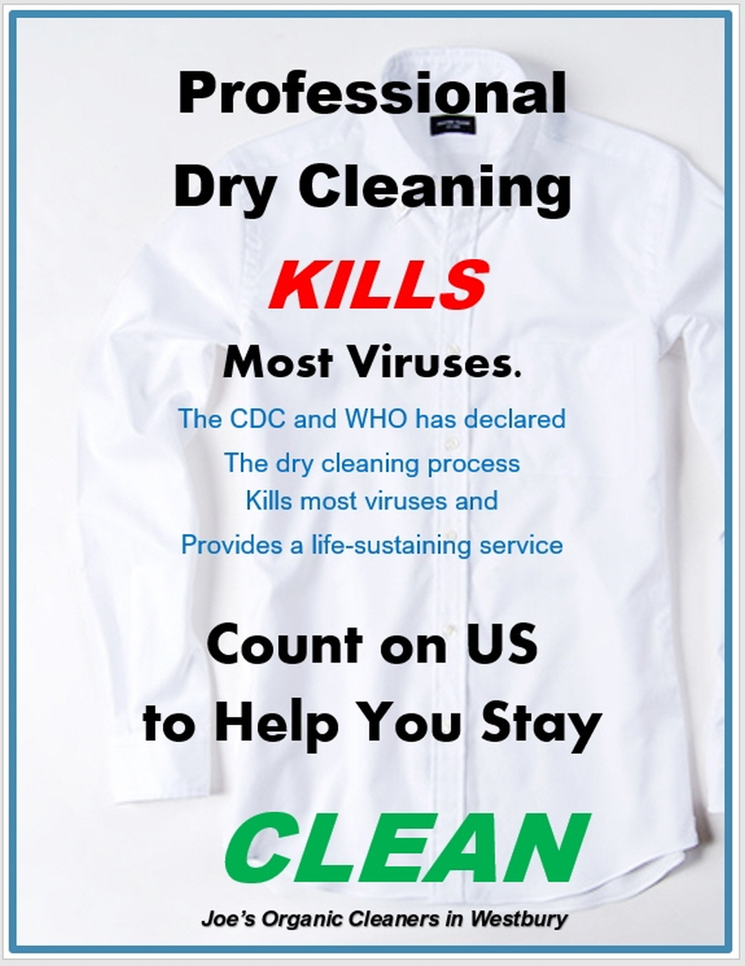 Professional Dry Cleaning KILLS Most Viruses