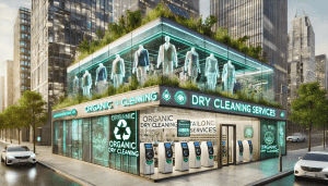 futuristic dry cleaning store
