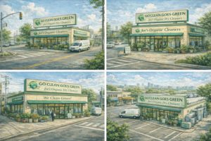 Front signage of Joe’s Organic Dry Cleaners & Tailoring Alterations on Post Ave, Westbury