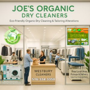 Free pickup and delivery service from Joe’s Organic Dry Cleaners in Westbury NY