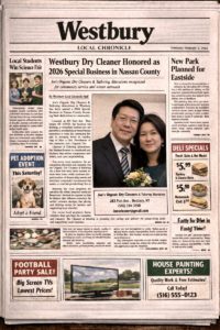 Joe’s Organic Dry Cleaners storefront in Westbury NY honored as a 2026 Special Business in Nassau County