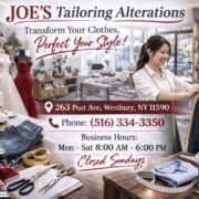 Expert tailoring alterations and custom garment fitting at Joe’s Organic Dry Cleaners in Westbury NY