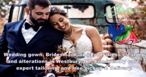 Wedding gown, bridesmaid, and prom dress care at Joe’s Organic Cleaners in Westbury NY