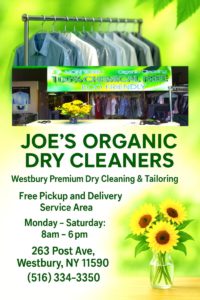 Organic dry cleaning and tailoring service at Joe’s Organic Dry Cleaners in Westbury NY
