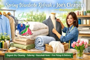 Spring wardrobe and household fabric refresh at Joe’s Organic Dry Cleaners & Tailoring Alterations in Westbury NY