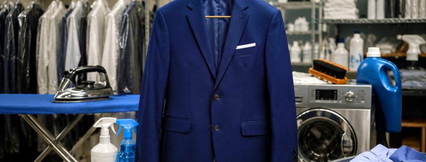 Freshly cleaned blazer at Joe’s Organic Dry Cleaners in Westbury NY