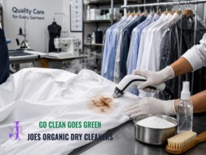 Professional stain removal and dry cleaning service at Joe’s Organic Dry Cleaners in Westbury NY