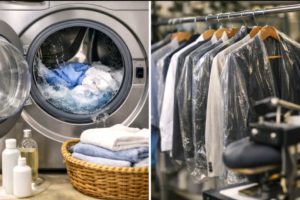 Wet cleaning and dry cleaning garment care comparison at Joe’s Organic Dry Cleaners in Westbury NY